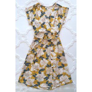 Monteau Floral Yellow Casual Midi Dress